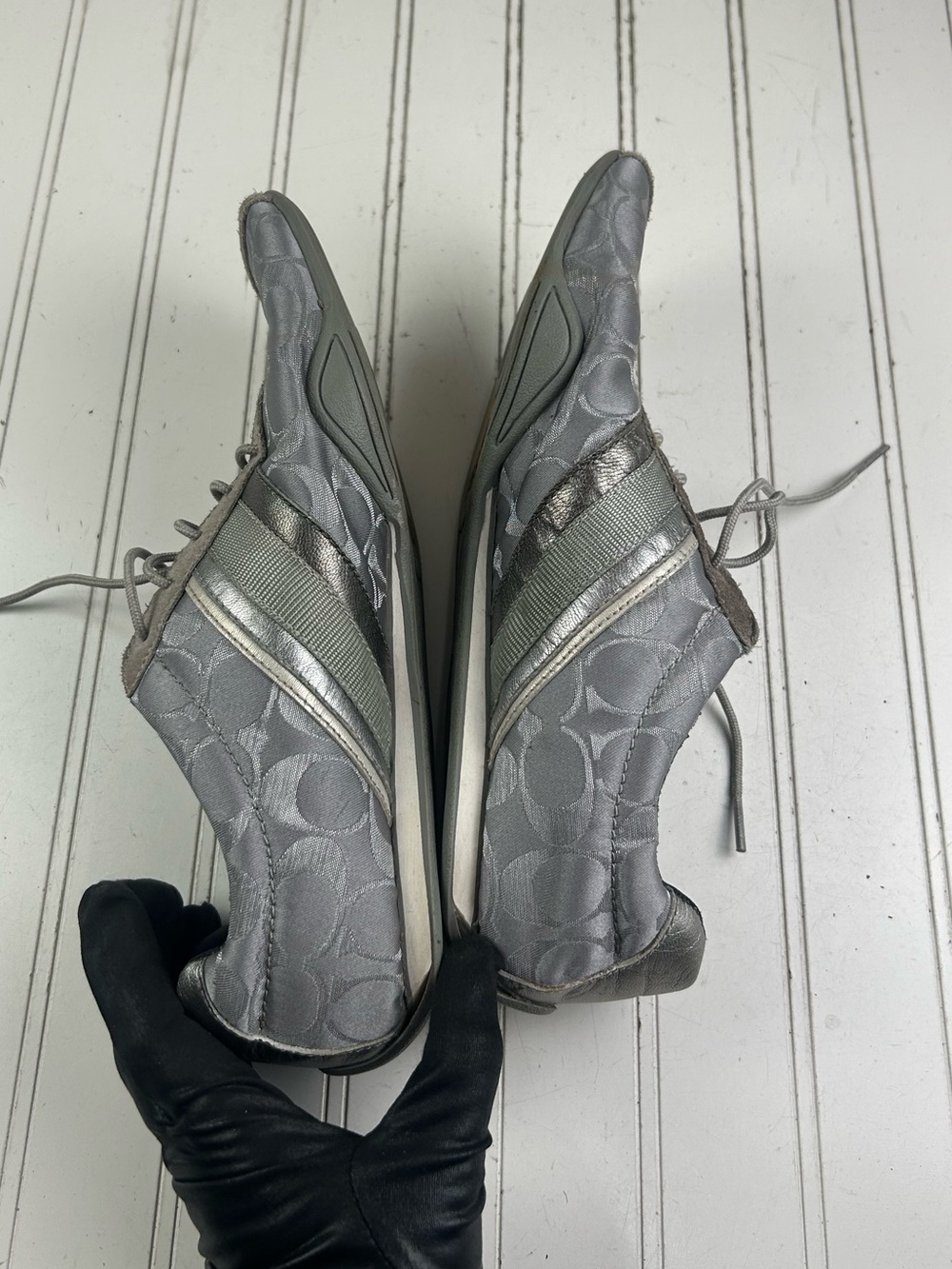 Coach Jayme Monogram Signature Logo Sneakers Grey Silver Women’s Size 11M - Picture 6 of 13